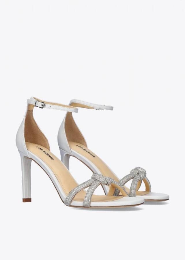 Lola Cruz Crème Leren Juweel Sandalen Beige Dames