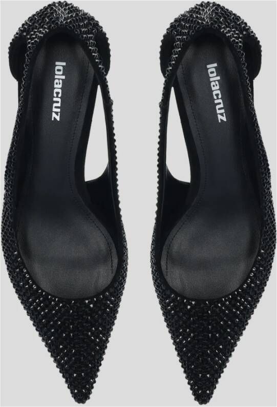 Lola Cruz Cutout Kitten Heel Pump met Strass Black Dames