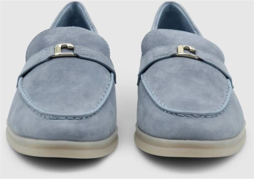 Lola Cruz Hemelsblauwe Loafer Instap Leren Schoen Blue Dames