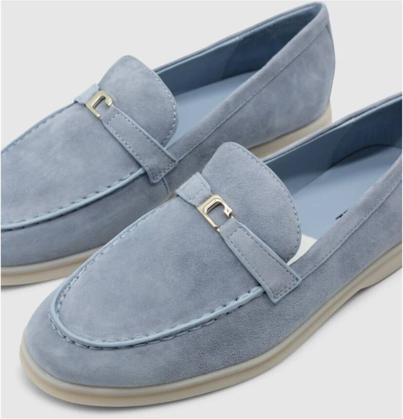 Lola Cruz Hemelsblauwe Loafer Instap Leren Schoen Blue Dames