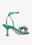 Lola Cruz Iridescent Leather Sandals with Jewel Detail Green Dames - Thumbnail 2