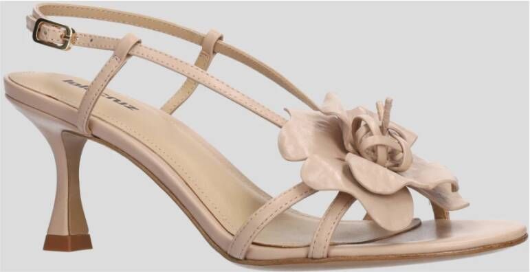 Lola Cruz Leren Bloem Sandalen Beige Dames