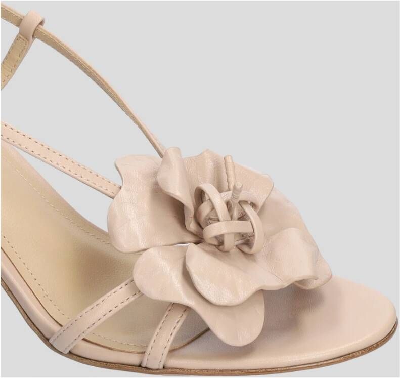 Lola Cruz Leren Bloem Sandalen Beige Dames