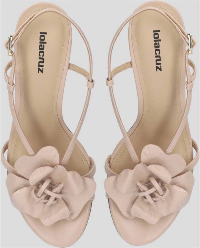 Lola Cruz Leren Bloem Sandalen Beige Dames