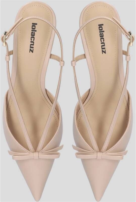 Lola Cruz Leren Slingback Schoenen met Strikdetail Beige Dames