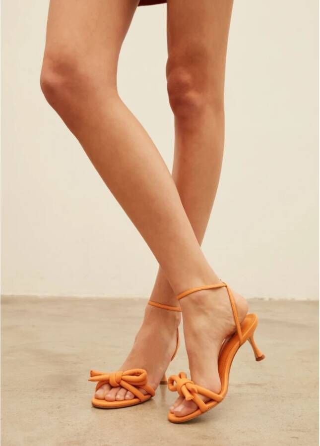 Lola Cruz Leren Stiletto Sandalen met Strikdetail Orange Dames