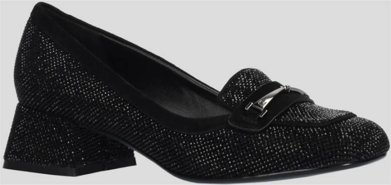 Lola Cruz Mocassin met Strass en Metalen Versiering Black Dames