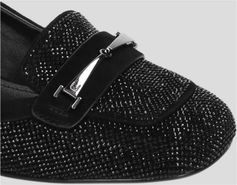 Lola Cruz Mocassin met Strass en Metalen Versiering Black Dames