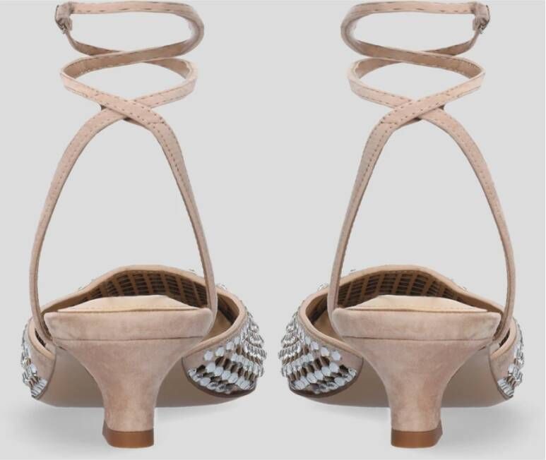 Lola Cruz Slingback met vierkante neus en strass-applicaties Beige Dames