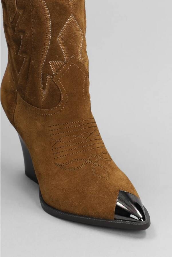 Lola Cruz Suede Western Style Camel Boots Brown Dames