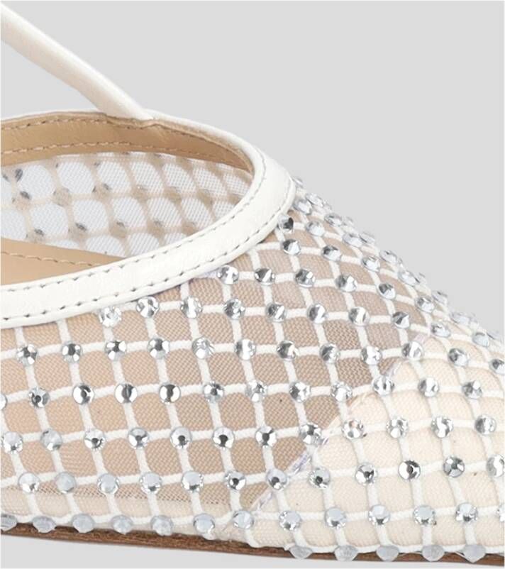 Lola Cruz Witte leren slingback sandaal met strass applicaties White Dames