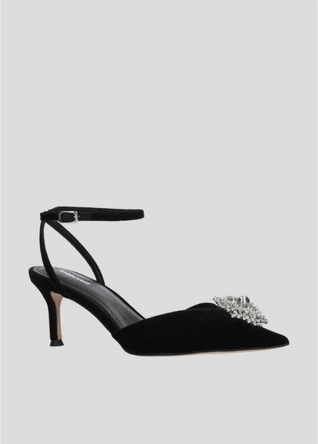 Lola Cruz Zwarte platte schoenen met juweelversiering Black Dames