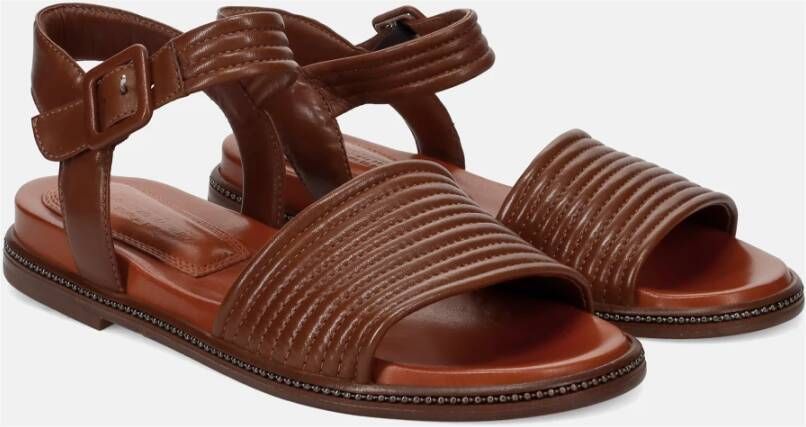 Lorenzo Masiero Bruin Leren Sandalen Comfort Stijl Brown Dames