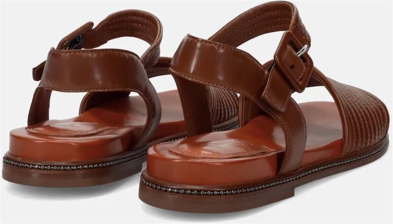 Lorenzo Masiero Bruin Leren Sandalen Comfort Stijl Brown Dames