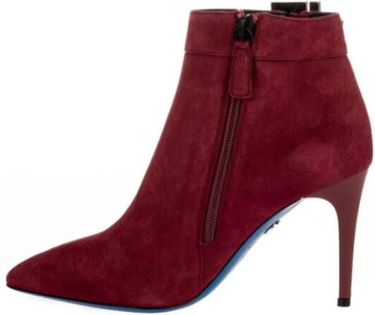 Loriblu Bordeaux Suede Hoge Hak Enkellaarsjes Red Dames