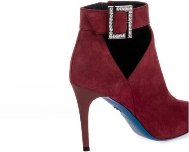 Loriblu Bordeaux Suede Hoge Hak Enkellaarsjes Red Dames