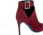 Loriblu Bordeaux Suede Hoge Hak Enkellaarsjes Red Dames - Thumbnail 3