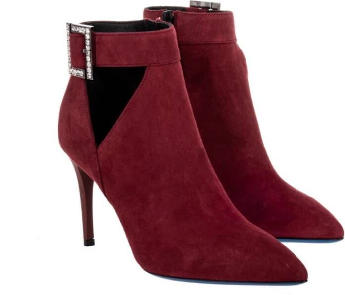 Loriblu Bordeaux Suede Hoge Hak Enkellaarsjes Red Dames