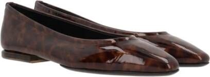 Loro Piana Animalier Patent Leren Ballerina Brown Dames