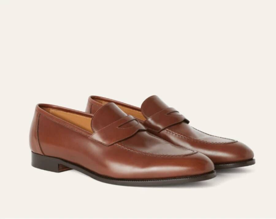 Loro Piana Bruine Klassieke Mocassin met Dubbele Stiksels Brown Heren