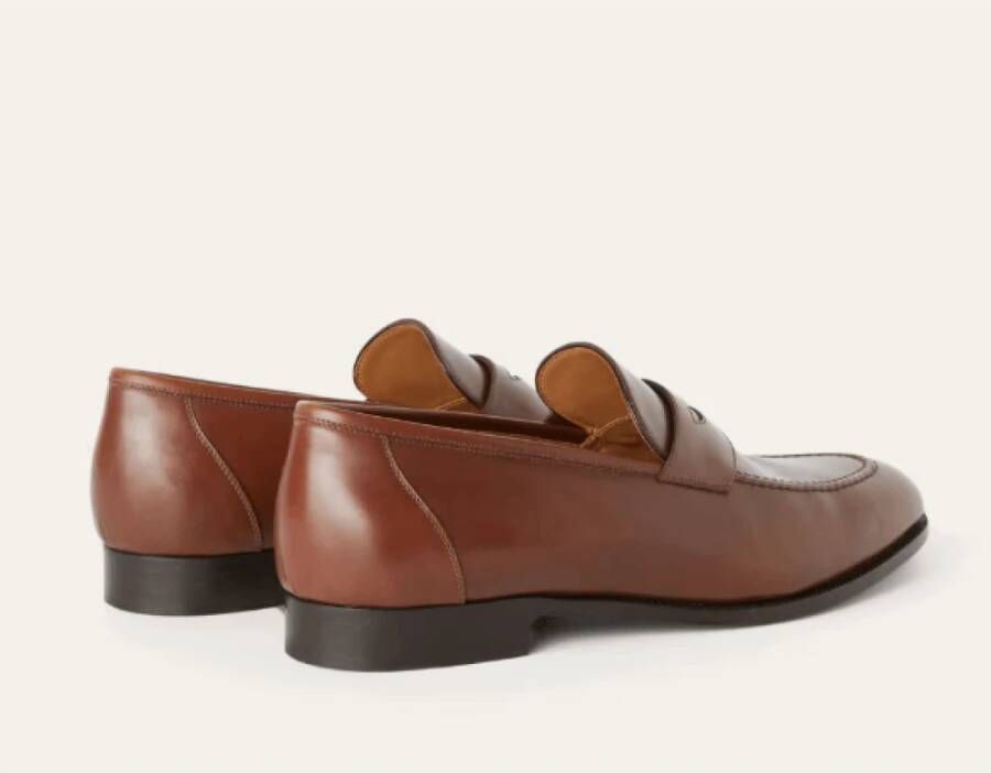 Loro Piana Bruine Klassieke Mocassin met Dubbele Stiksels Brown Heren