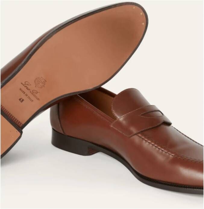 Loro Piana Bruine Klassieke Mocassin met Dubbele Stiksels Brown Heren