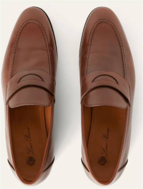 Loro Piana Bruine Klassieke Mocassin met Dubbele Stiksels Brown Heren