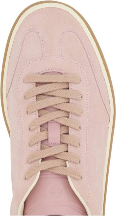 Loro Piana Roze Kalfsleren Sneakers Gemaakt in Italië Pink Dames