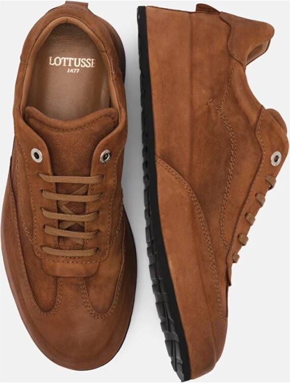 Lottusse Bruin Kalfsleer Puket Leren Veterschoenen Deportivo Cordones Brown Heren