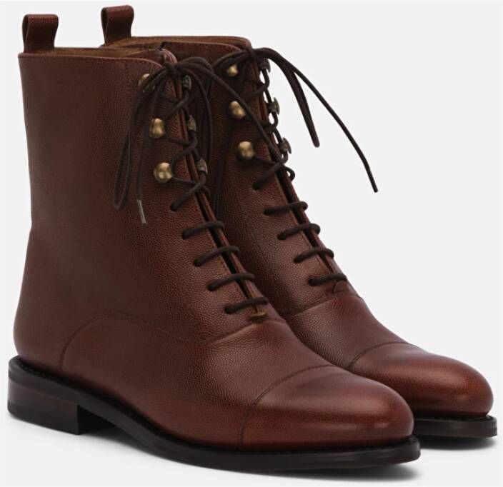 Lottusse Bruine kalfsleren Cambridge veterschoenen enkellaarzen Brown Dames