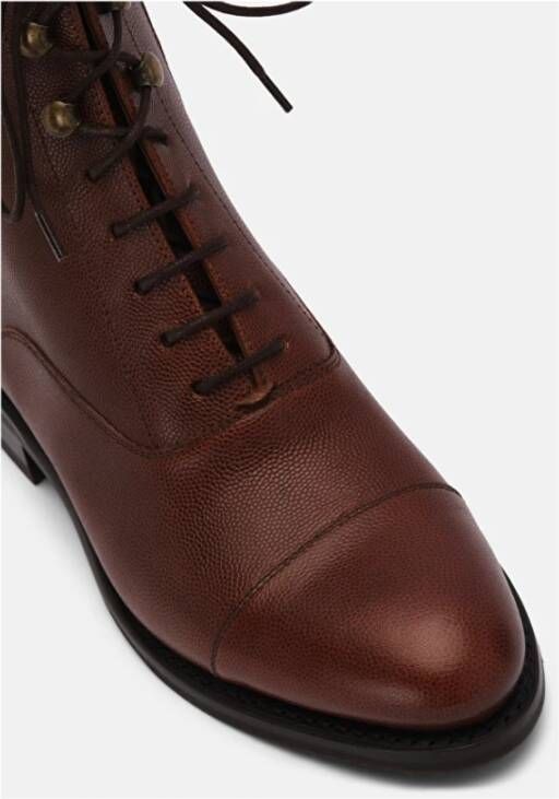 Lottusse Bruine kalfsleren Cambridge veterschoenen enkellaarzen Brown Dames