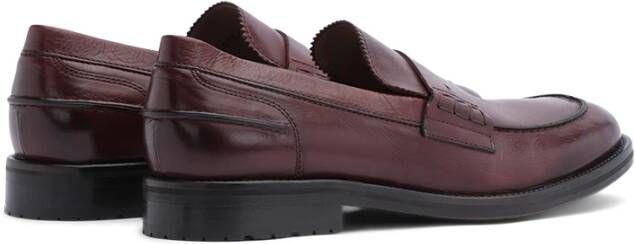 Lottusse Burgundy Calfskin Orwell Band Loafers Mocasin Red Heren