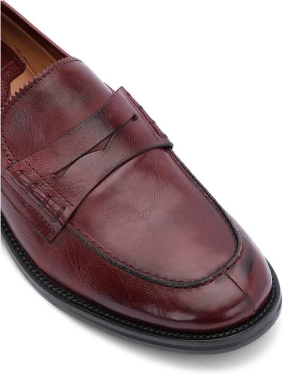 Lottusse Burgundy Calfskin Orwell Band Loafers Mocasin Red Heren