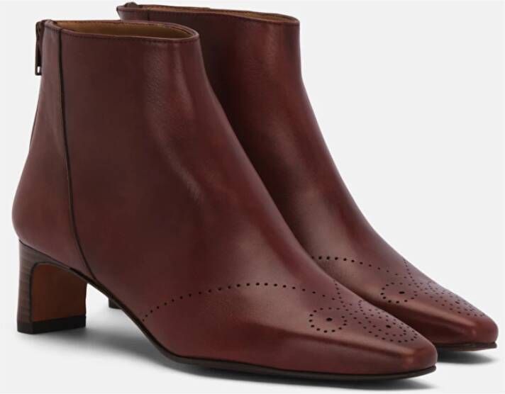 Lottusse Burgundy Calfskin Smithson Zipper Ankle Boots Red Dames