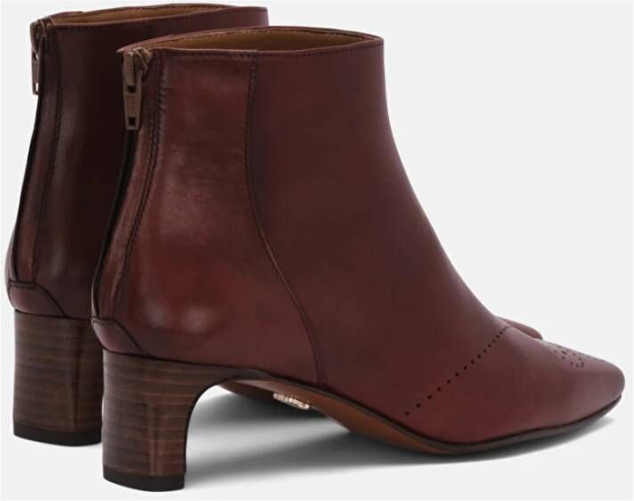 Lottusse Burgundy Calfskin Smithson Zipper Ankle Boots Red Dames