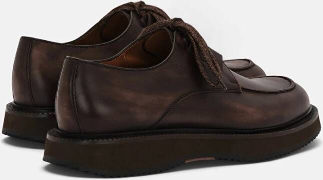 Lottusse Mocha Calfskin Harbour Derby Loafers Moccasin Brown Heren