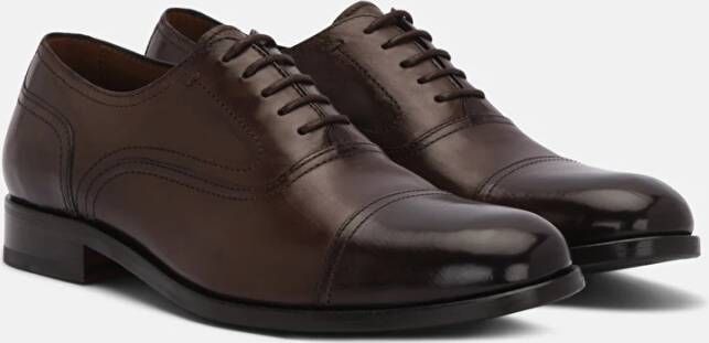 Lottusse Mocha Calfskin Lutton Oxford Shoes Brown Heren