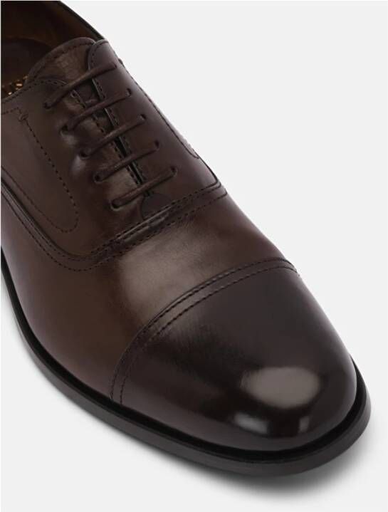 Lottusse Mocha Calfskin Lutton Oxford Shoes Brown Heren