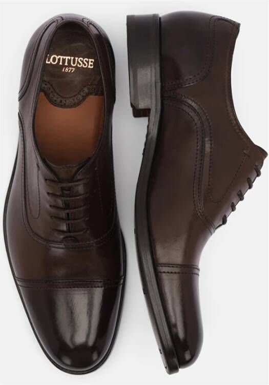 Lottusse Mocha Calfskin Lutton Oxford Shoes Brown Heren