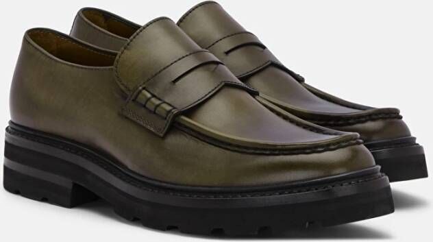 Lottusse Olive Green Calfskin Murphy Band Loafers Mocasin Banda Green Heren