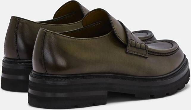 Lottusse Olive Green Calfskin Murphy Band Loafers Mocasin Banda Green Heren