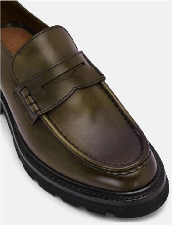 Lottusse Olive Green Calfskin Murphy Band Loafers Mocasin Banda Green Heren