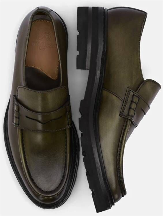 Lottusse Olive Green Calfskin Murphy Band Loafers Mocasin Banda Green Heren