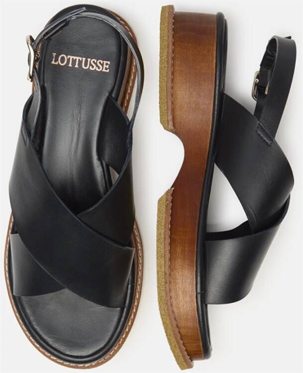 Lottusse Straps Sandalen Hout Black Dames