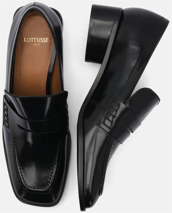 Lottusse Zwarte kalfshuid Paris Band Loafers Mocasin Banda Black Dames