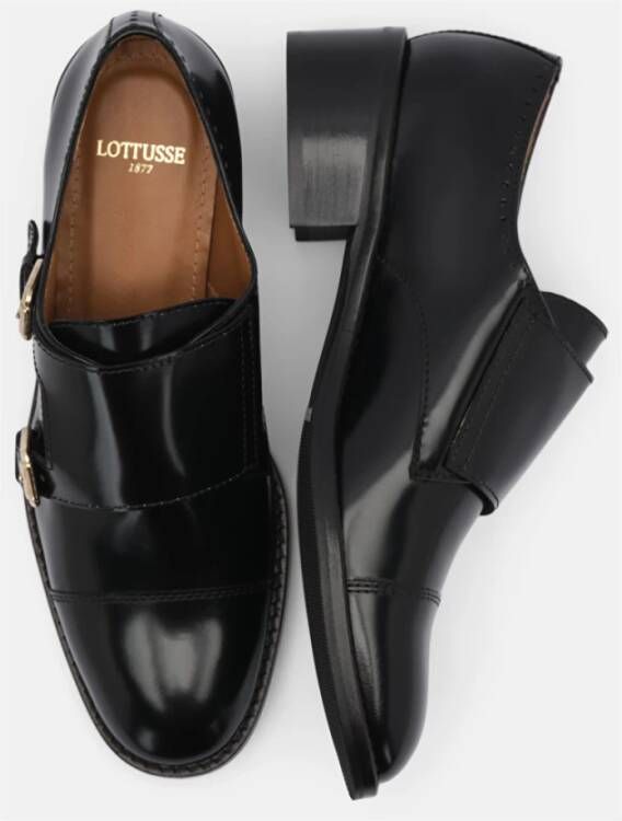 Lottusse Zwarte Kalveren Dubbele Gespschoenen Black Dames