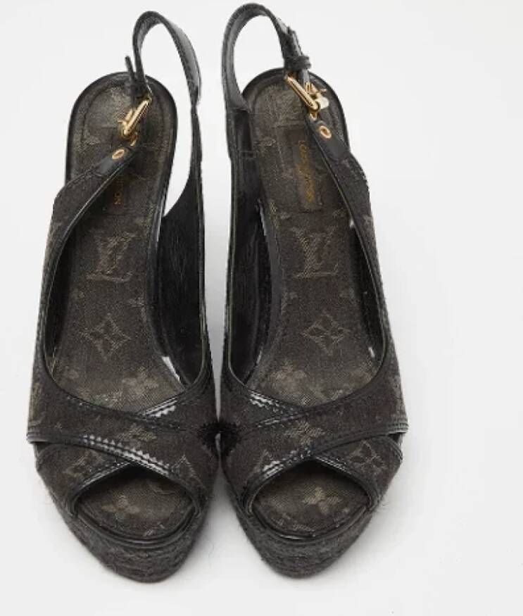 Louis Vuitton Vintage Pre-owned Denim sandals Black Dames