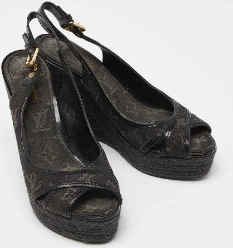 Louis Vuitton Vintage Pre-owned Denim sandals Black Dames