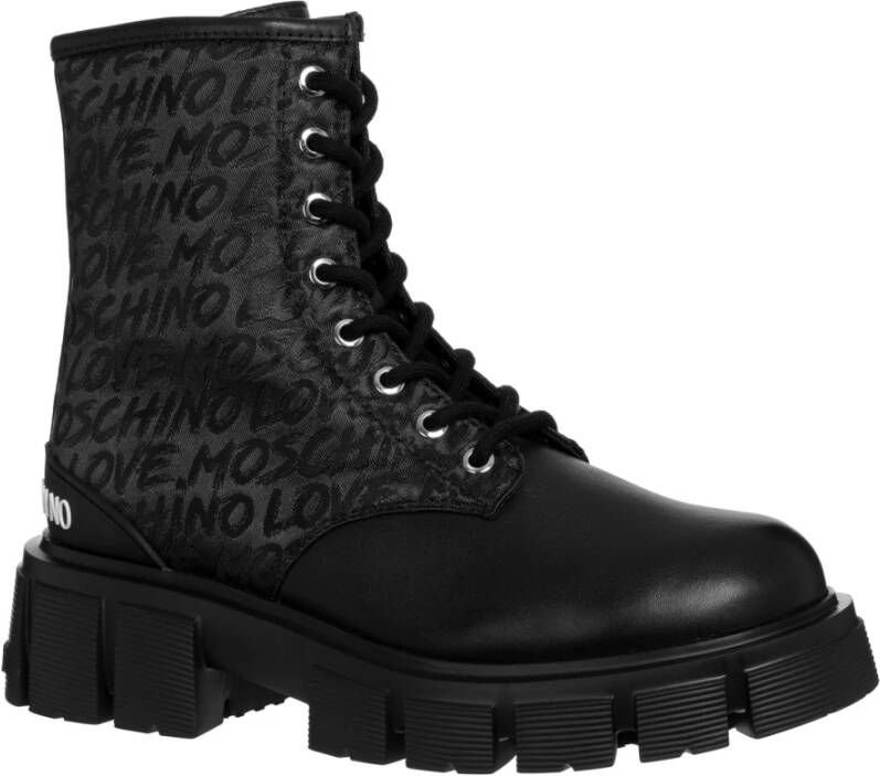 Love Moschino Stijlvolle veterschoenen voor dames Zwart Dames