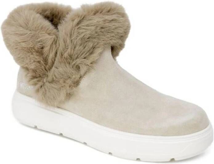 Love Moschino Beige Leren Sneakers Herfstcollectie Dames Beige Dames